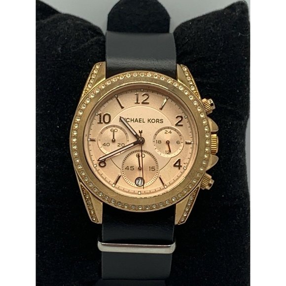 Michael Kors MK5859 Women Black Leather Analog Ros main image 4